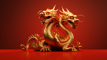 Fototapeta premium gold dragon for festival on color background