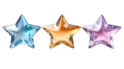 collection of blank star shape glass trophy isolated on white background