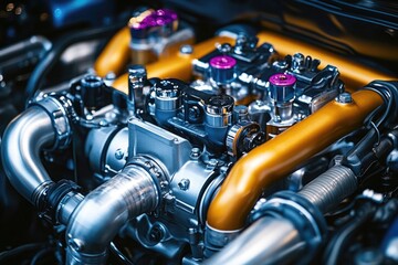 Close-up view of a car engine