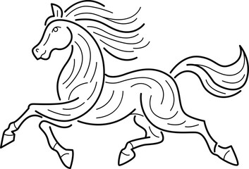 Horse ,line art , outline , simple linear