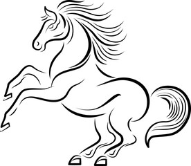Horse ,line art , outline , simple linear