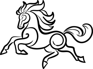 Horse ,line art , outline , simple linear