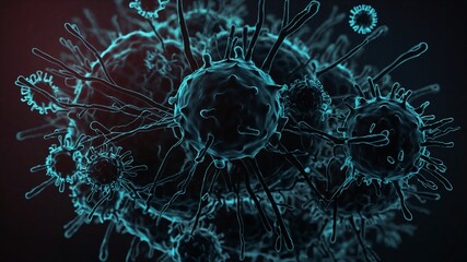 Obraz premium common human virus or bacteria close up isolated on white background. Futuristic black