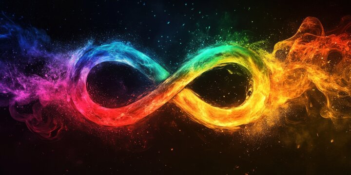 Artistic reinterpretation of the infinity symbol in rainbow tones