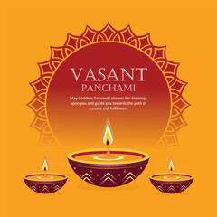Happy Basant Panchami wishes post design vector illustration