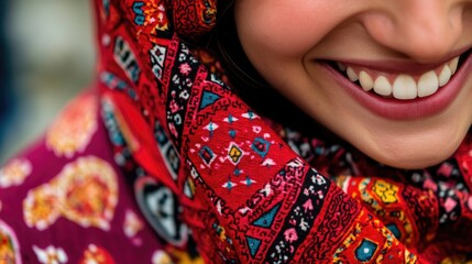 Fototapeta premium A close-up view of a person wearing a scarf, ideal for use in fashion or lifestyle photography