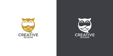 cute owl chat logo vector
