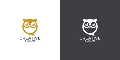 cute owl chat logo vector
