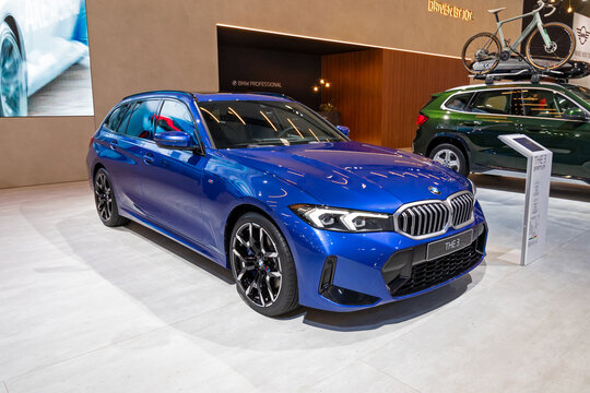 BMW 318i 3 Series car at the Brussels Motor Show. Brussels, Belgium - January 10, 2025.
