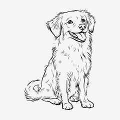 Fototapeta premium Cute Dog Line Art Vector - Perfect for Pet Enthusiasts