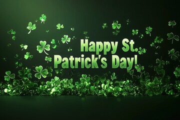 Festive clovers and vibrant green designs create a joyful atmosphere for St. Patricks Day celebrations. The message wishing a happy holiday adds a celebratory touch to the festive scene.