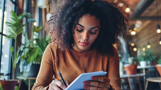 A woman with wanderlust takes a final look at her checklist, ensuring everything is perfect for her long-awaited trip