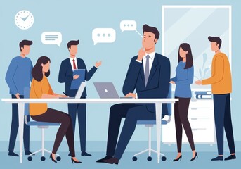 Office team collaboration with business professionals in modern workspace