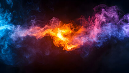 Fototapeta premium Abstract fiery blue-pink smoke swirl