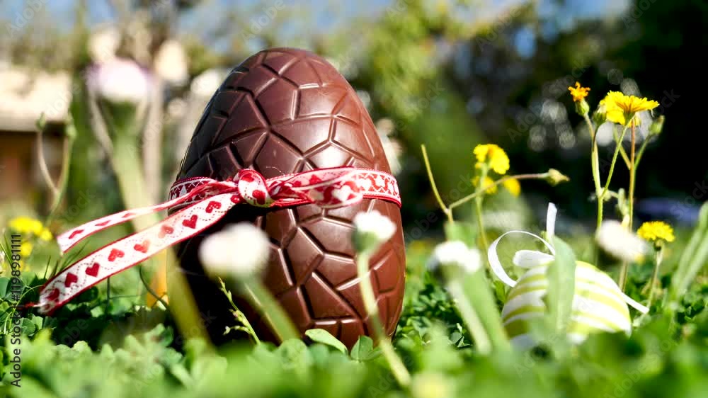 Sticker Chocolate Easter Egg in a Garden