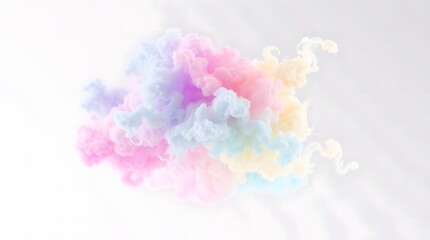 Fototapeta premium Isolated rainbow pastel cloud floating on white background