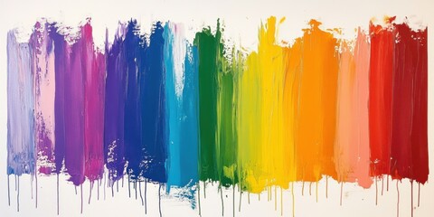 Fototapeta premium Modern abstract painting with bold rainbow strokes and minimalist flair