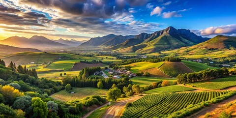 AI Photo: Franchhoek Landscape - Scenic View, South Africa