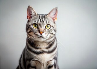 Minimalist American Shorthair Cat Portrait: Clean Lines, Simple Background