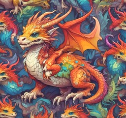 Illustration of fluffy tiny dragon baby.