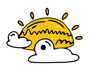 The Sun with cloud. Vector. 