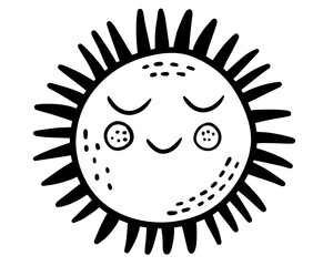 Sun Character. Cartoon illustration. Vector