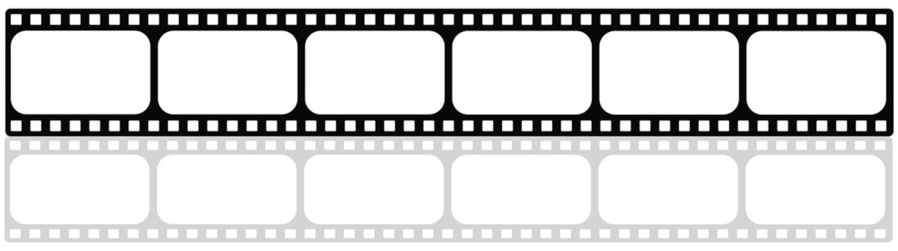 Film Strip icon. Movies Flim background with Flim roll. Film Strip icon. Black filled vector illustration.