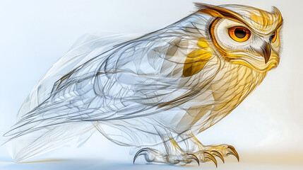 minimalist owl design featuring continuous line art, showcasing elegant curves and vibrant colors. This artistic representation captures essence of owl beautifully