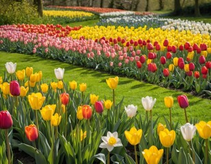Fototapeta premium Vibrant Spring Tulips in a Garden