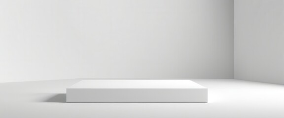 Minimalist white pedestal in a modern abstract studio setting
