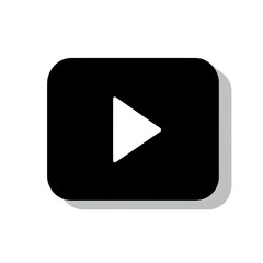 Simple Black Play Button Icon on White Background