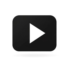 Simple Black Play Button Icon on White Background