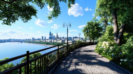 Fototapeta premium City Park Riverside Path