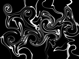 Here is a sentence describing the provided image in 12 words, without using the specified excluded words or commas

Black and white swirling patterns create abstract marble effect.