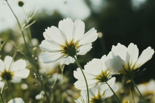 Close-up of white flowers growing in a green field