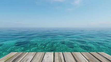 Fototapeta premium Tranquil Ocean View from Wooden Dock