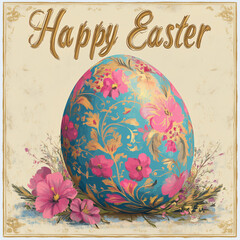 easter greeting card with easter eggs