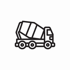 Concrete mixer construction vehicle icon vector sign