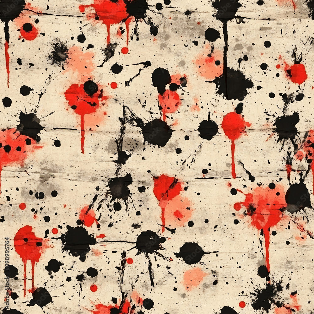 Aufkleber Red and black splatter texture with abstract grunge pattern