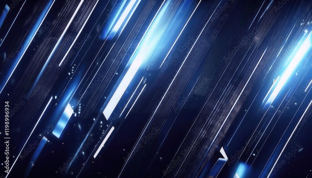 Poster dynamic abstract blue light streaks on dark background for futuristic digital design, technology aes