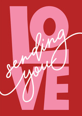 Valentine's day lettering card. Cute love sale flyer template, poster, label, ad, cover, banner design. Modern typography art background. Vector illustration.Открытки Валентина