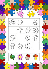 Naklejka premium Kids activity page. Fill in the blank and color. Vector illustration.