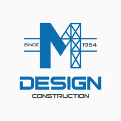 letter m construction logo design vector