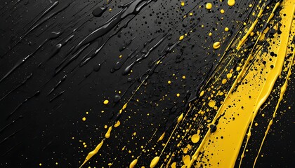 Black paint and yellow paint abstract background with bold brushstroke paint and halfstroke for wallpaper and backgound banner