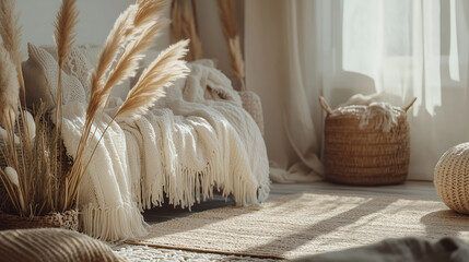 bohemian-style scene in soft beige tones