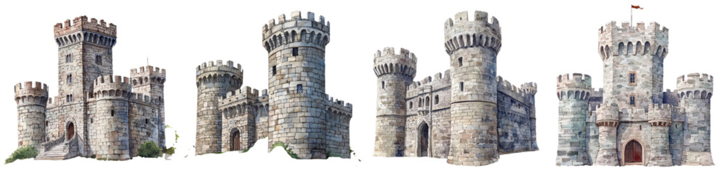 Majestic Medieval Castle Fortifications with Towering Turrets and Battlements Impressive Historic Landmark of European Architecture and Defense System
