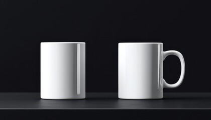 Obraz premium Two White Mugs On A Dark Surface