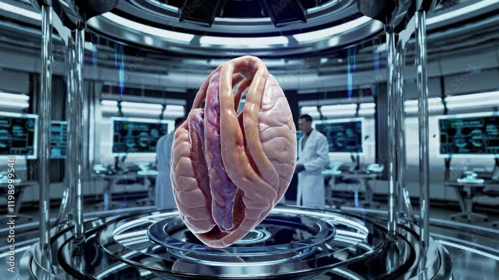 Poster Scientists conduct groundbreaking research on artificial heart in futuristic laboratory setting