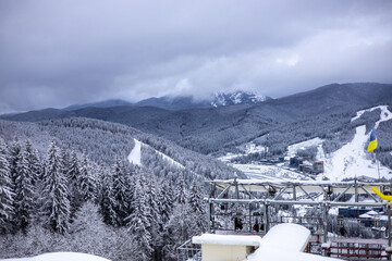 Mountain landscape in the winter day