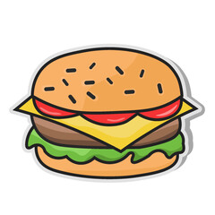 Burger sticker isolated background graphic vector image